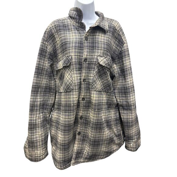 VTG Sears Outdoor Life Men's XLT Tall Buffalo Plaid Sherpa Lined Shirt Jacket - Picture 1 of 6